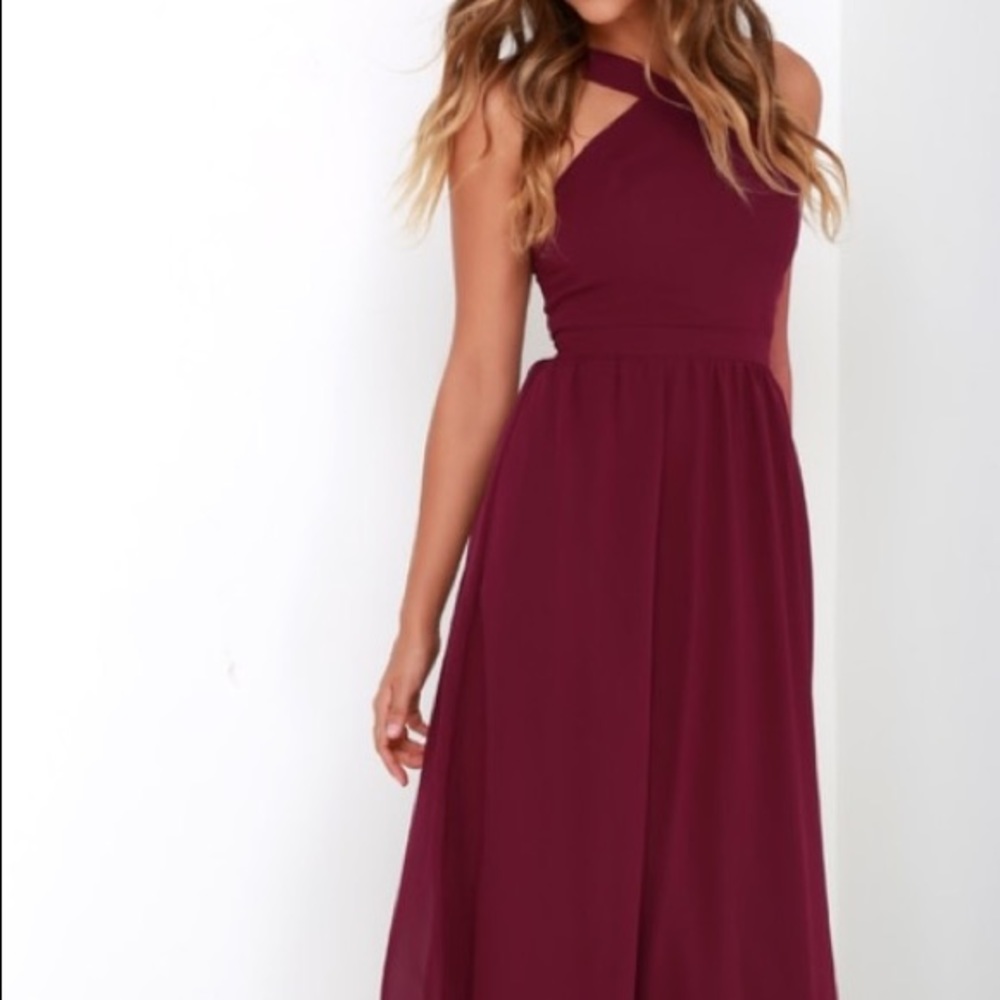 Lulu*s Air of Romance Burgundy Maxi Dress